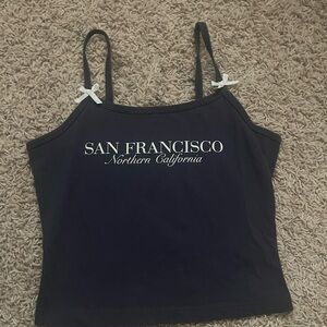 Wild Fable Black Crop Top with San Francisco Print